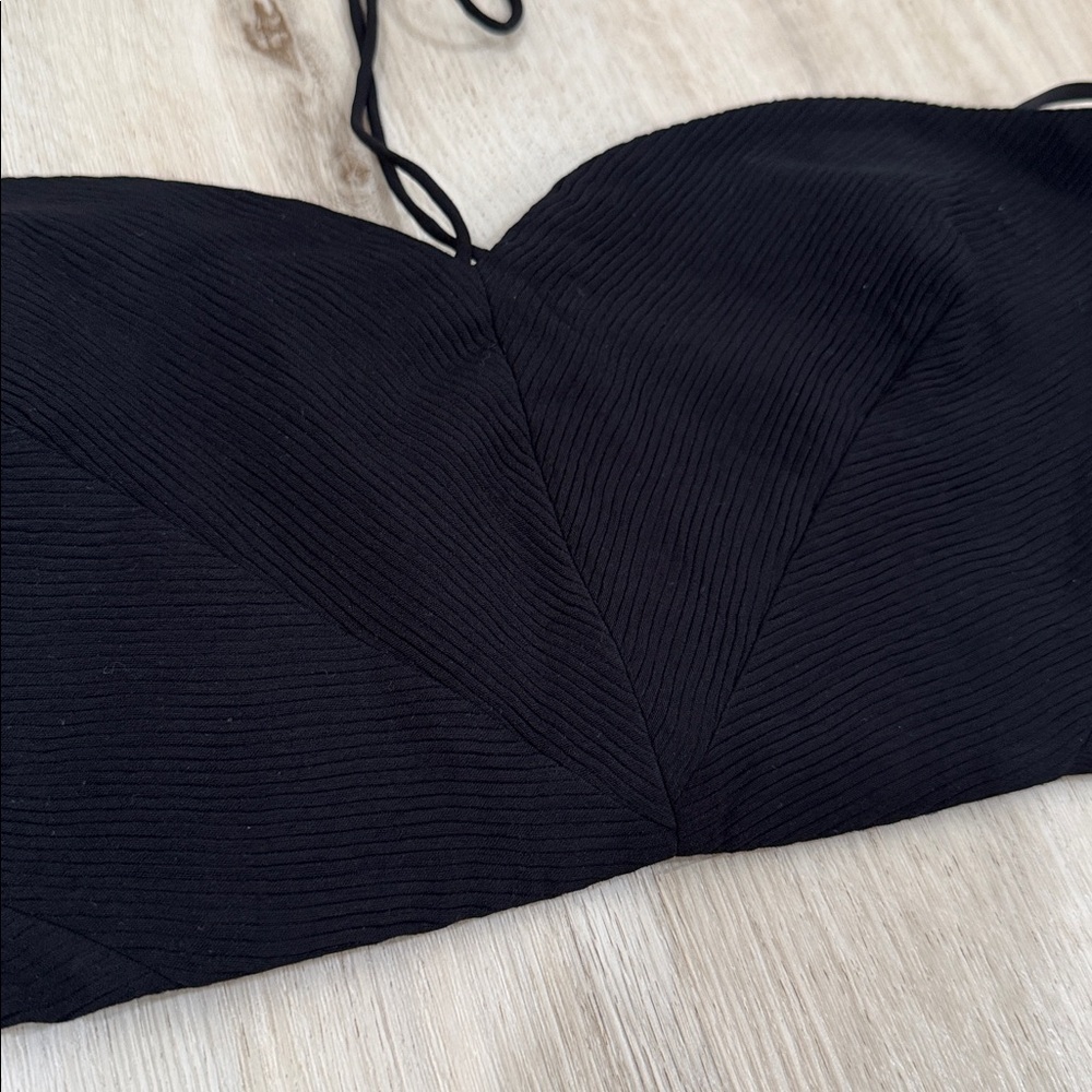 NWT Staud Kyra black cropped ottoman halter top - Picture 3 of 6